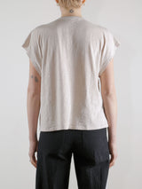 Lena Slouchy Scoop Neck Tee in Supima Slub - Cement