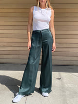Hepburn Pant in Italian Satin - Bottle *Final Sale*