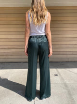 Hepburn Pant in Italian Satin - Bottle *Final Sale*