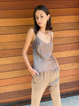 Erika Drop Pant in Vintage Satin - Anthracite