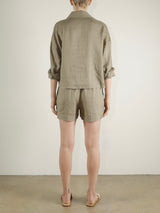 Lea Short in French Linen - Olive