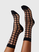 Swedish Stockings Alicia Grid Socks - Black