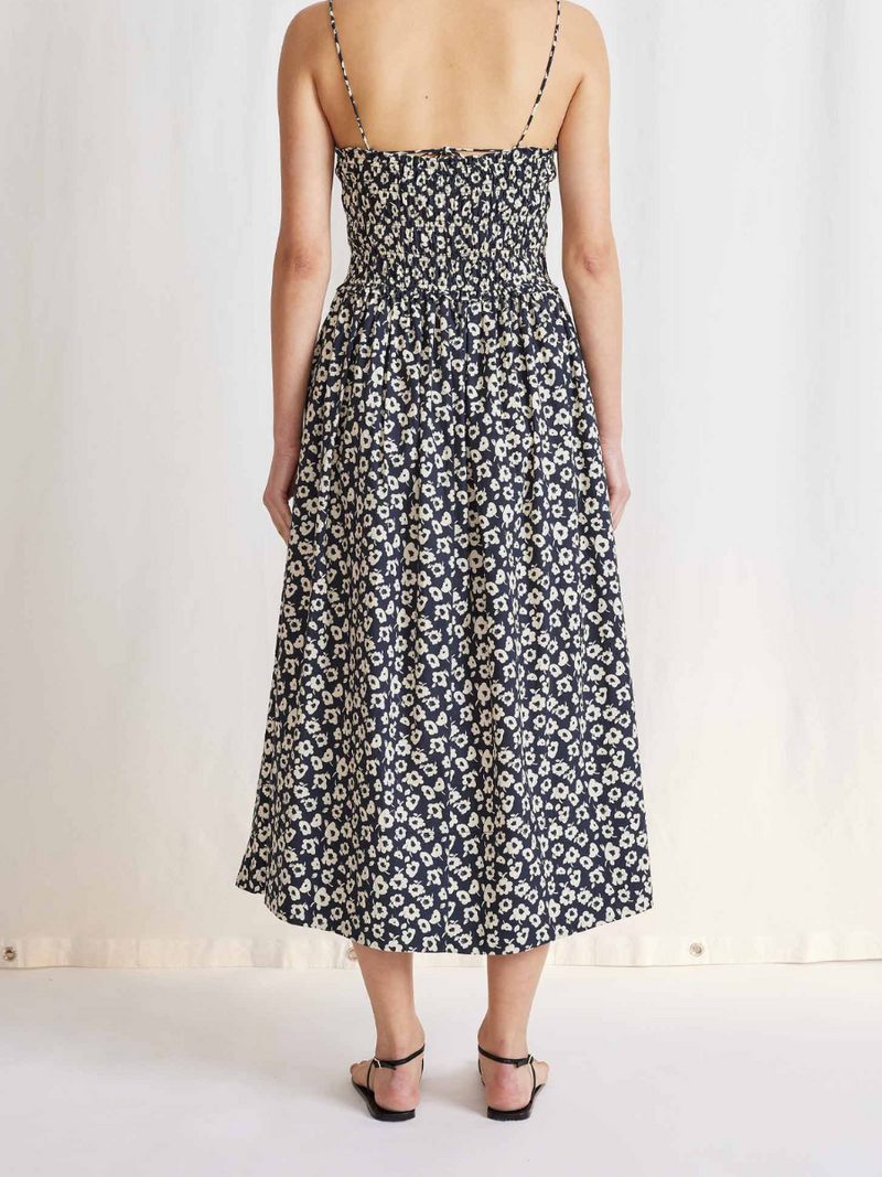 Apiece Apart Porta Smocked Spaghetti Dress - Optic Floral Black