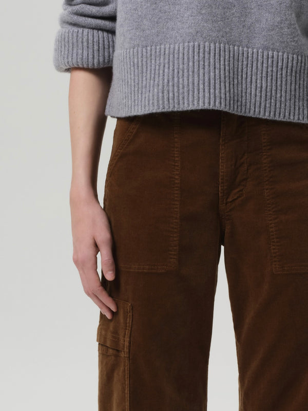 Marcelle Low Slung Easy Leg Cargo - in Corduroy