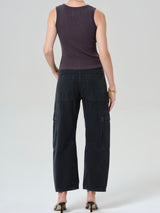 Marcelle Low Slung Easy Leg Cargo - Washed Black