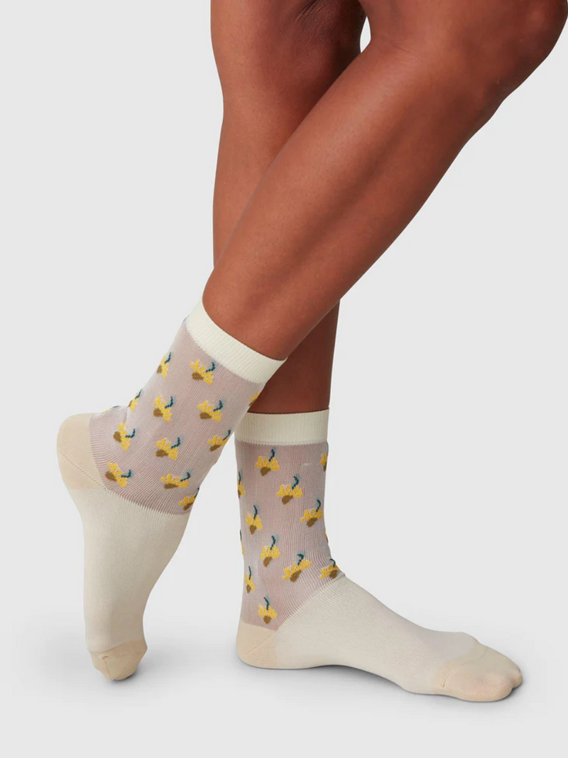 Swedish Stockings Embla Flower Socks - Cream