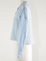 Esme Crop Shirt in Japanese Cotton Stripe - Light Blue/White