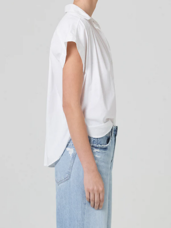 Citizens of Humanity Penny Short Sleeve Blouse in White