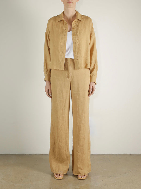 Hepburn Pant in French Linen - Wheat