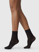 Swedish Stockings Maja Flower Socks - Black