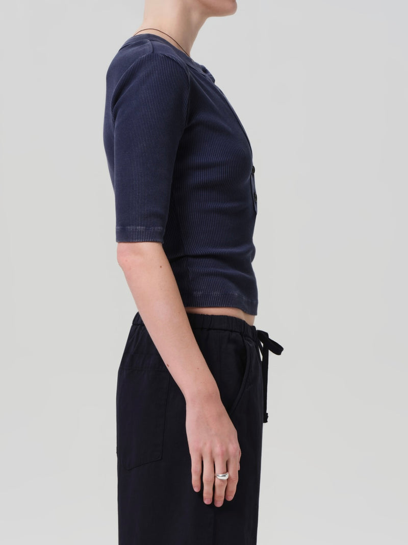 Nali S/S Henley in Mineral Navy