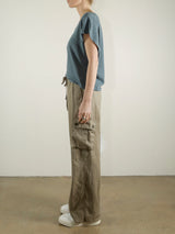 Mason Cargo Pant in French Linen - Olive
