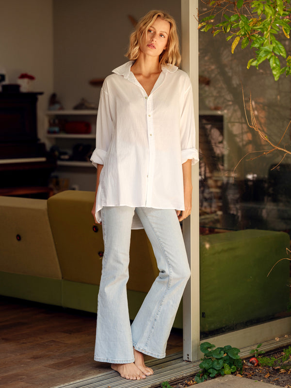 Collard Boy Shirt- White