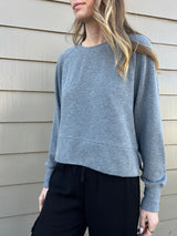 Sophia Crop Sweatshirt in Fleece - Heather Grey