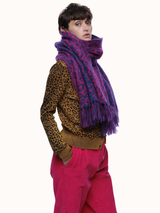 Cristobal Leopard Blanket Scarf in Brushed Recycled Cashmere & Mohair - Pink