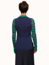 Silvia Ribbed Striped Polo in Organic Cotton - Green