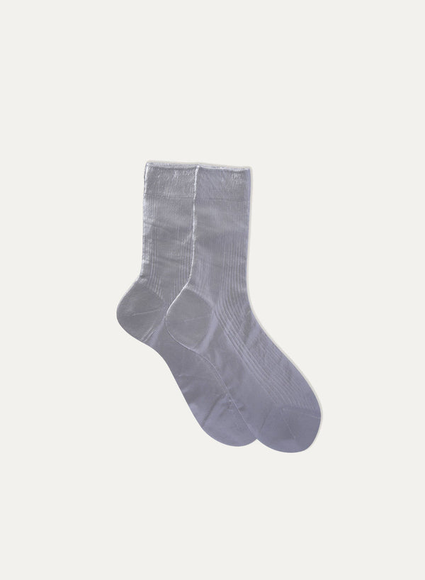 One Ribbed Iridescent Socks - Grey