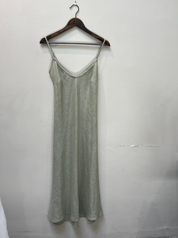 Farrah Slip Dress in French Linen - Seagrass