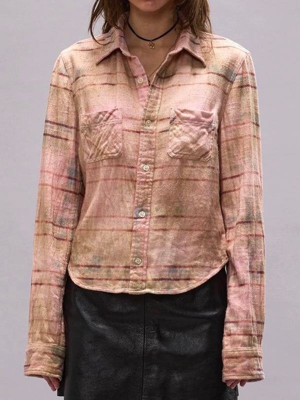 Shrunken Work Shirt - Pink Overdyed Plaid