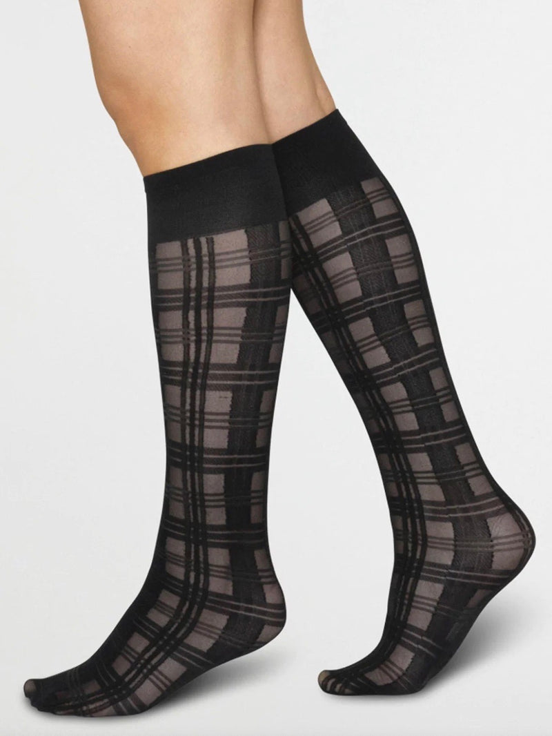 Swedish Stockings Greta Tartan Knee High Sock - Black