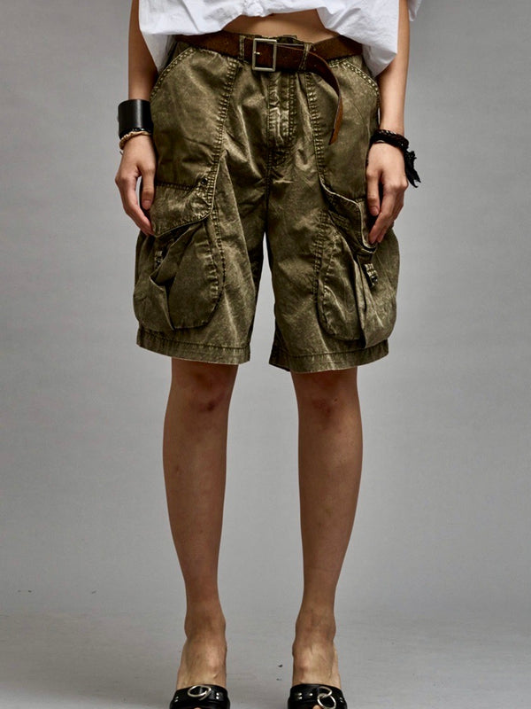 Multi Pocket Relaxed Shorts - Olive