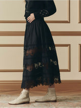 The Rosette Crochet Canary Skirt - Black