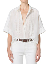 Claire Shirt with Lace Insert in White