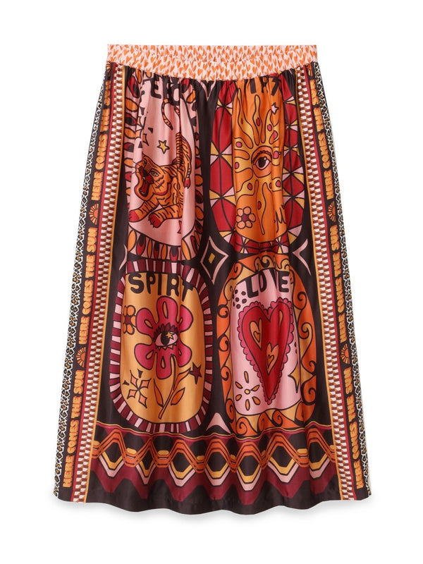 Vanessa Printed Midi Skirt - Sunset