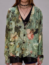 Boyfriend Cardigan - Turquoise Floral