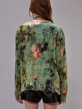 Boyfriend Cardigan - Turquoise Floral