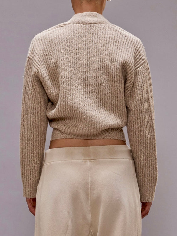 Split Hem Ribbed Cardigan