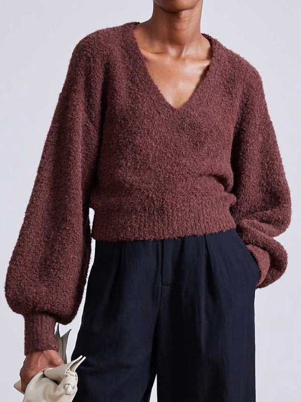 Soft Textural V-Neck - Chocoloate