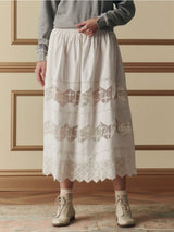 The Rosette Crochet Canary Skirt - Cream