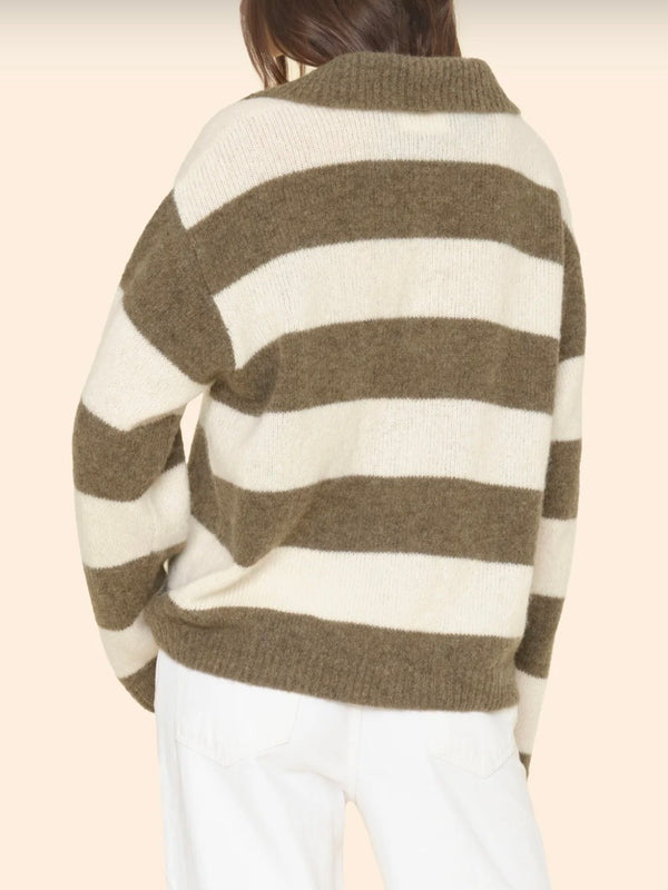 Brenton Sweater - Cream Loden Stripe