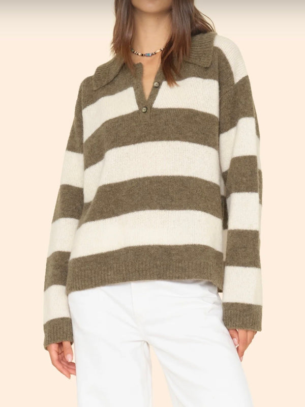 Brenton Sweater - Cream Loden Stripe