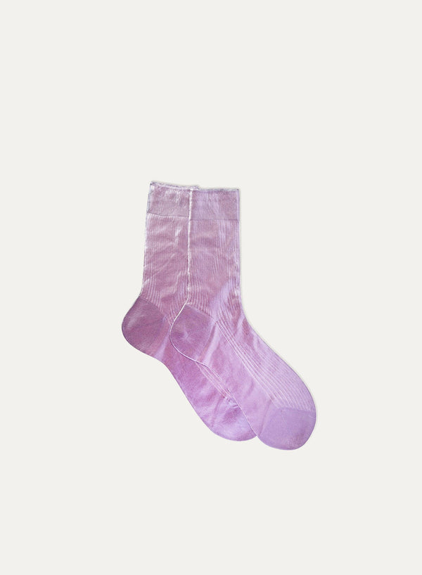 One Ribbed Iridescent Socks - Lilac