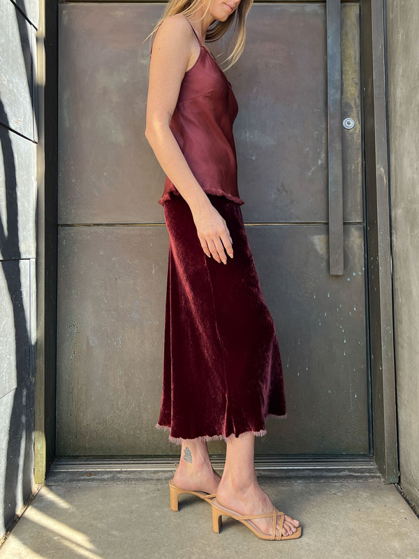 Riley Skirt in Velvet - Mahogany