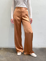 Hepburn Pant in Italian Satin - Caramel
