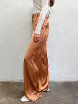 Hepburn Pant in Italian Satin - Caramel