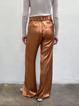 Hepburn Pant in Italian Satin - Caramel