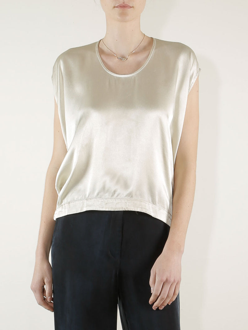 Delphine Cocoon Top in Vintage Satin - Oyster