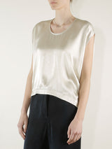Delphine Cocoon Top in Vintage Satin - Oyster