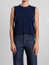 Ava Crop Tank in Supima Slub - Midnight