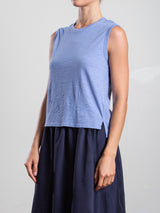 Ava Crop Tank in Supima Slub - Blue Jay