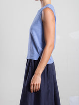Ava Crop Tank in Supima Slub - Blue Jay
