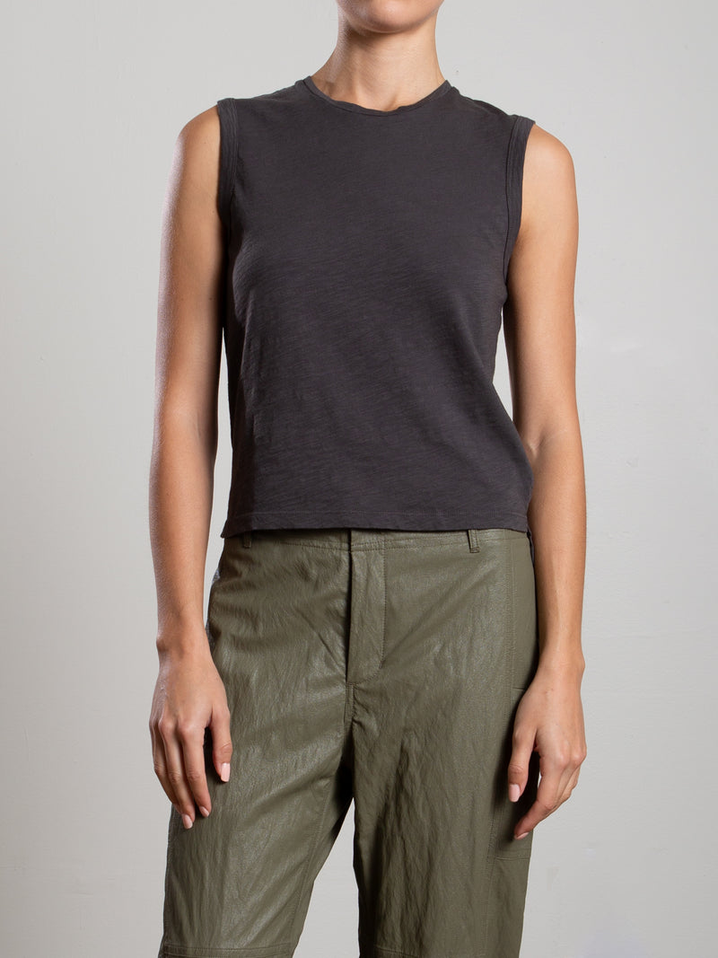 Ava Crop Tank in Supima Slub - Carbon