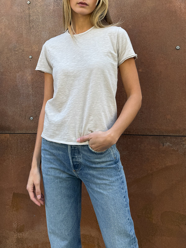 Classic Crewneck Tee in Supima Slub - Cement