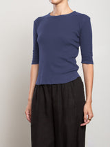 Giada Slim Crew in Lightweight Rib - Blueberry