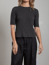 Giada Slim Crew in Lightweight Rib - Vintage Black