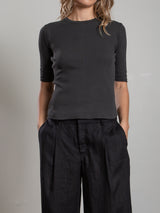 Giada Slim Crew in Lightweight Rib - Vintage Black